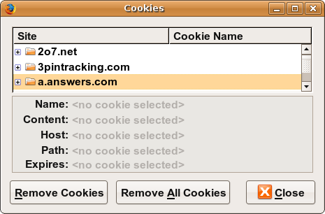 Firefox cookies
